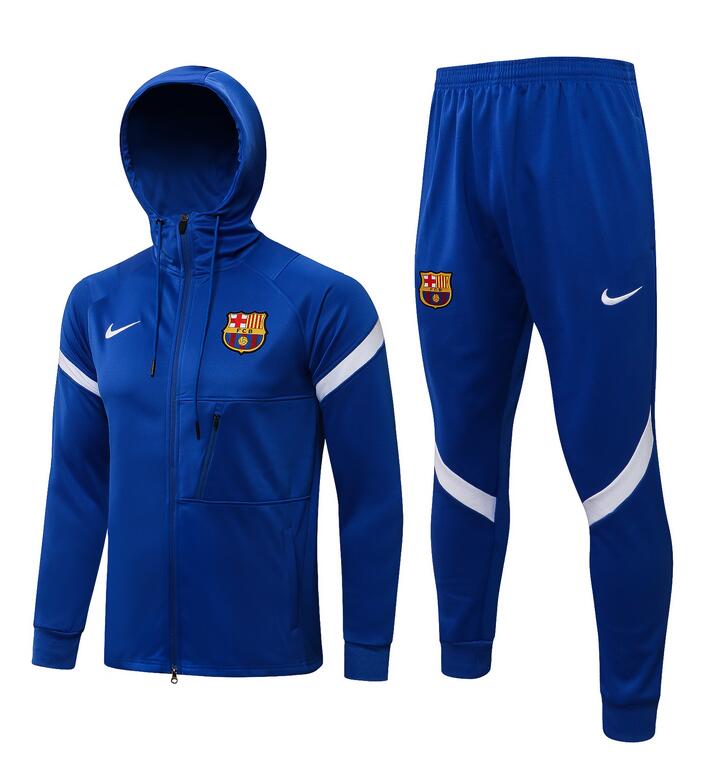 2021/22 Barcelona Blue Training Kits Hoodie Jacket with Pants